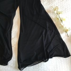 CONNECTED Wide-leg flowy pants w/sheer overlay
